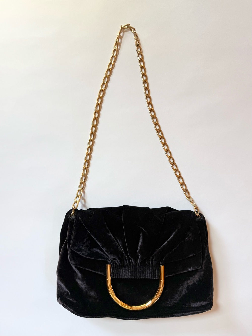 Stella McCartney Black Velvet Bag with Gold Chain